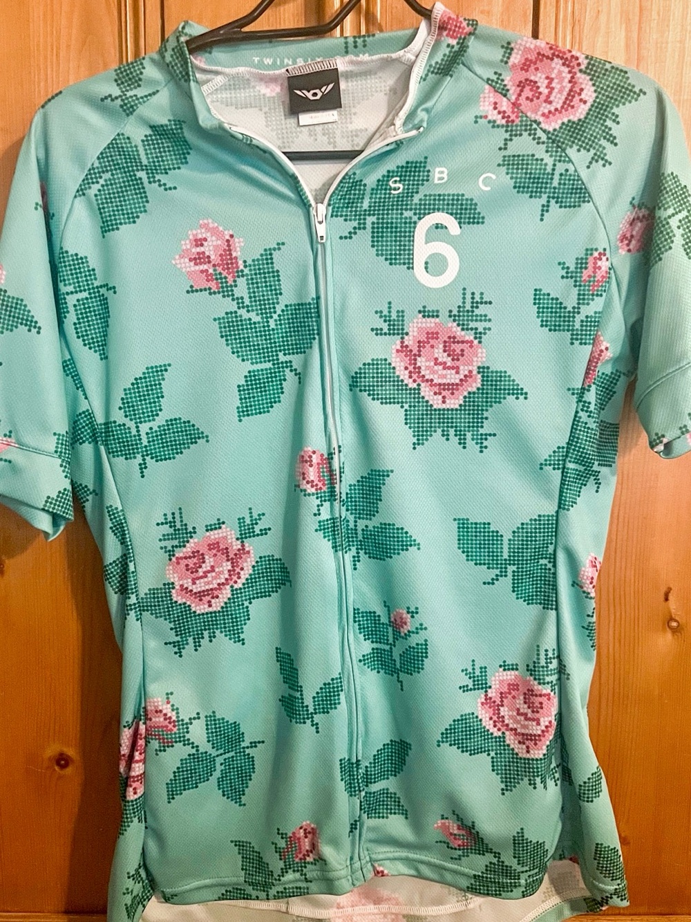 Twin Six Speedy Rose Canyon Cycling Jersey in Mint & Pink - Size L